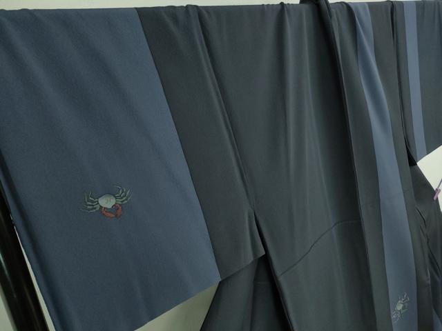 平和屋本店■極上 男性 世界的人形師 辻村寿三郎 ジュサブロー 訪問着 刺繍 蟹 カニ 金彩 逸品 DZAA7566kh5