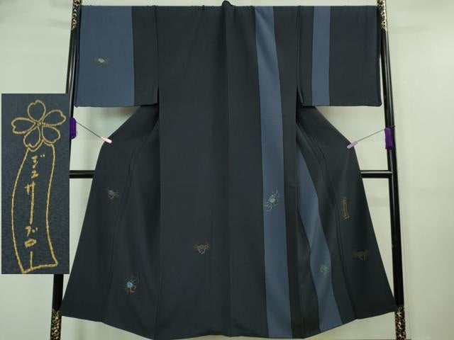 平和屋本店■極上 男性 世界的人形師 辻村寿三郎 ジュサブロー 訪問着 刺繍 蟹 カニ 金彩 逸品 DZAA7566kh5
