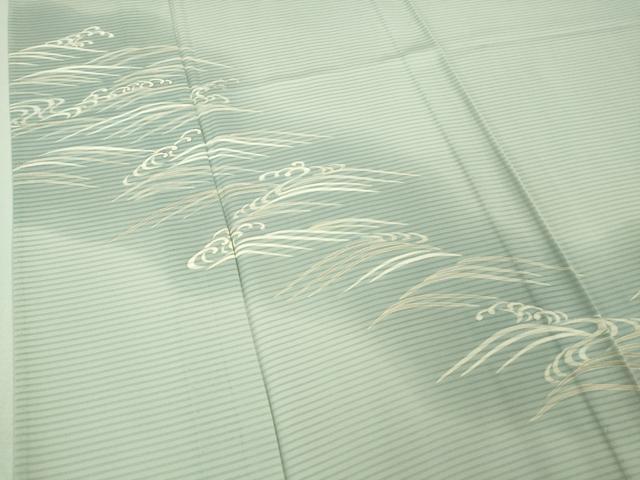 平和屋着物■極上 夏物 色留袖 変わり絽 刺繍 立波文 白緑色地 暈し染め 逸品 未使用 DZAA7625kh5