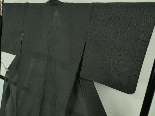 平和屋着物*極上 夏物 お召 夏ちぢみ 蚊絣 黒地 反端付き 逸品 DZAA7629kh5