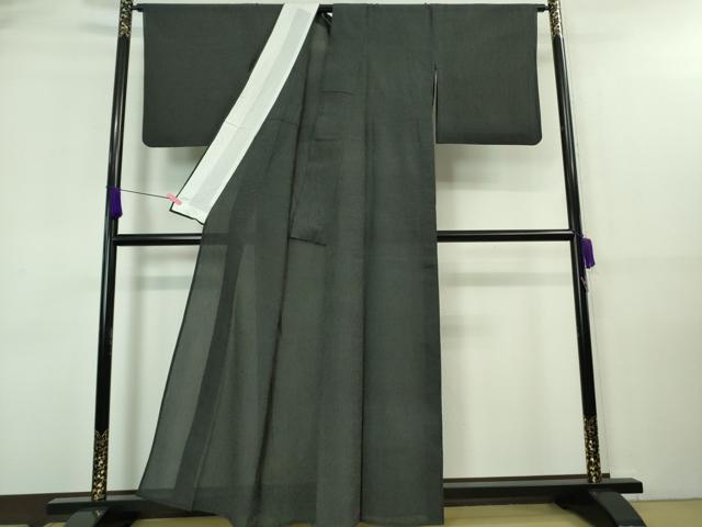 平和屋着物*極上 夏物 お召 夏ちぢみ 蚊絣 黒地 反端付き 逸品 DZAA7629kh5