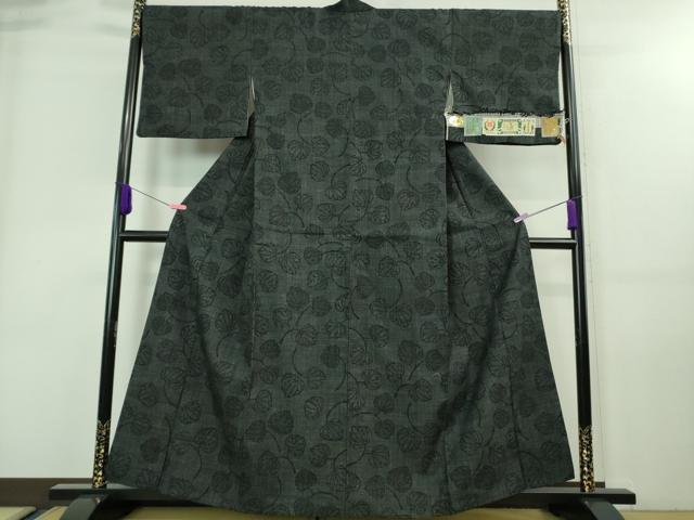 平和屋本店■極上 本場結城紬 重要無形文化財 100亀甲 黒地 藤貫謹製 証紙付き 逸品 DZAA7649kh5