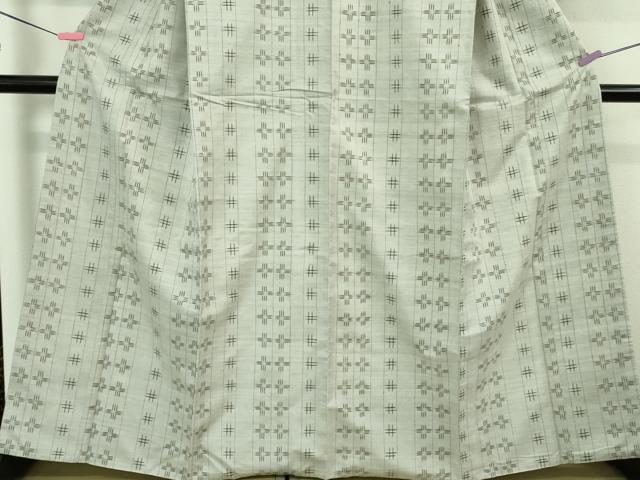平和屋本店■希少 重要無形文化財 本場久米島紬 ゆうな染 手織 草木染 手織 山城ツル 久米島つむぎ工房 灰青色地 証紙付き 逸品DZAA7658kh5