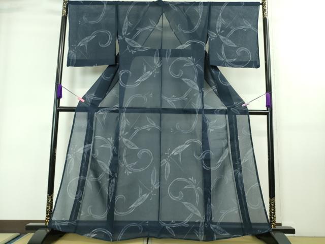 平和屋着物■極上 夏物 浴衣 絹紅梅 枝葉唐草 紺地 ゑり善扱い 逸品 DZAA7659kh5