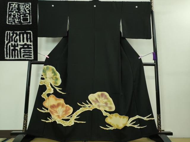 平和屋本店■極上 野口彦太郎 大彦三代目 江戸染繍友禅 黒留袖 駒刺繍 光琳松 金彩 三越扱い 逸品 DZAA7662kh5