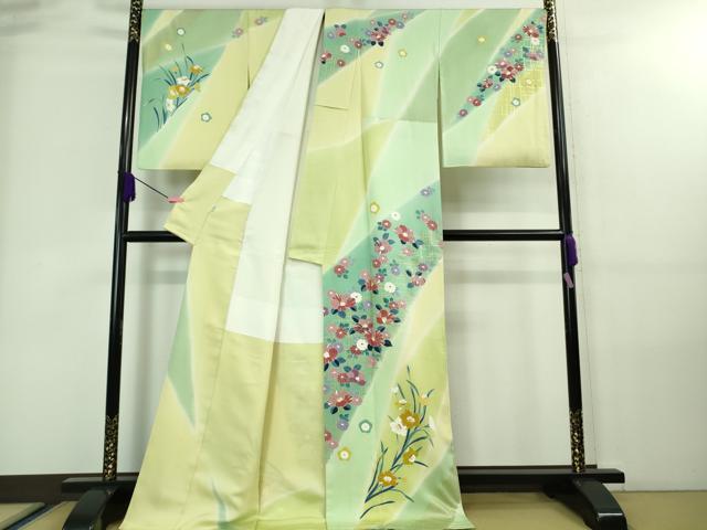 平和屋本店●極上 創業460年・千總 訪問着 椿 枝花文 暈し染め 金彩 高島屋扱い ロング丈 逸品 DZAA7673kh5
