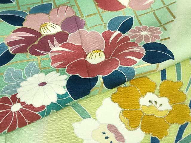 平和屋本店●極上 創業460年・千總 訪問着 椿 枝花文 暈し染め 金彩 高島屋扱い ロング丈 逸品 DZAA7673kh5