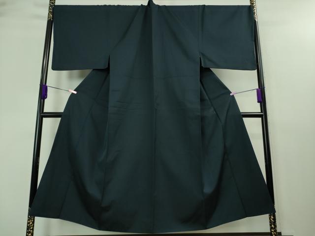 平和屋本店■極上 男性 お召 アンサンブル キングサイズ 長羽織 着物・濃藍色 羽織・豆がら茶色 逸品 DZAA7674kh5