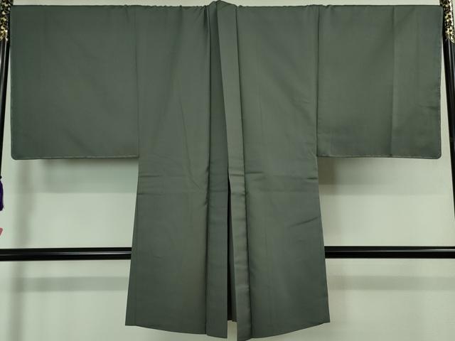 平和屋本店■極上 男性 お召 アンサンブル キングサイズ 長羽織 着物・濃藍色 羽織・豆がら茶色 逸品 DZAA7674kh5