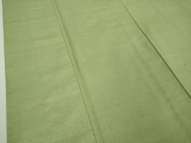 平和屋着物■極上 五代目・諏訪好風 紬 単衣 色無地 山葵色 逸品 DZAA7679kh5