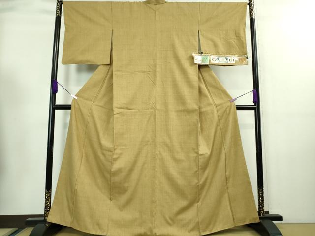 平和屋本店■極上 本場結城紬 重要無形文化財 奥順謹製 色無地 芥子色 証紙・鑑定証付き 逸品 DZAA7680kh5