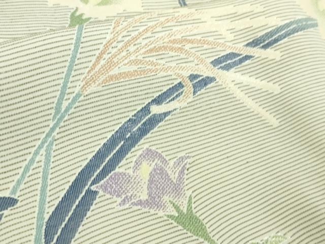 平和屋本店■極上 本加賀友禅作家 由水煌人 訪問着 寿光織 加賀草花文 象牙色地 さが美扱い 逸品 DZAA7685kh5