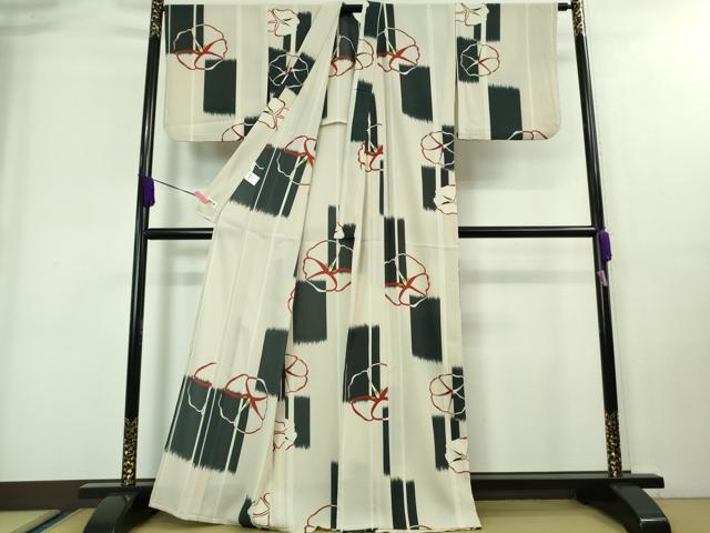 平和屋着物∴極上 夏物 撫松庵 セオアルファ 小紋・浴衣兼用 椿 灰白色地 逸品 DZAA7690kh5