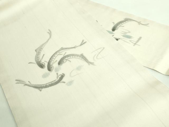 平和屋着物*極上 夏物 絹芭蕉 九寸名古屋帯 作家物 手描き ドジョウ 砥粉色地 逸品 DZAA7756kh5