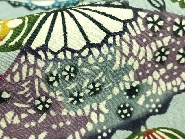 平和屋着物■極上 本場琉球紅型 九寸開き名古屋帯 扇面舞花文 逸品 DZAA7766kh5