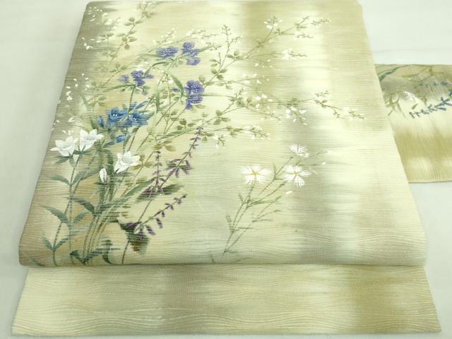 平和屋着物*極上 夏物 九寸名古屋帯 手描き 草花文 逸品 DZAA7770kh5