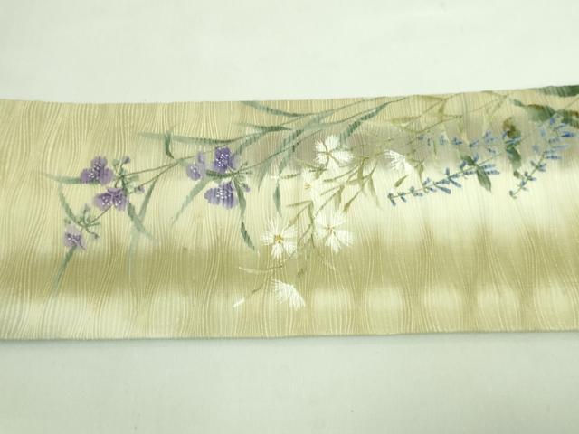 平和屋着物*極上 夏物 九寸名古屋帯 手描き 草花文 逸品 DZAA7770kh5