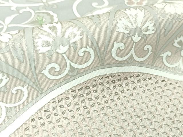 平和屋本店●極上 世界的友禅作家 千地泰弘 訪問着 刺繍 花唐草文 白鼠色地 暈し染め 金銀糸 逸品 DZAA7808kh6