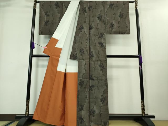平和屋着物●極上 本場大島紬 7マルキ 草花文 逸品 DZAA7830kh5
