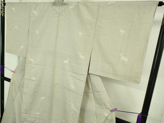 平和屋着物▽極上 本塩沢 単衣 飛兎 うさぎ 縞 逸品 未使用 DZAA7845kh5