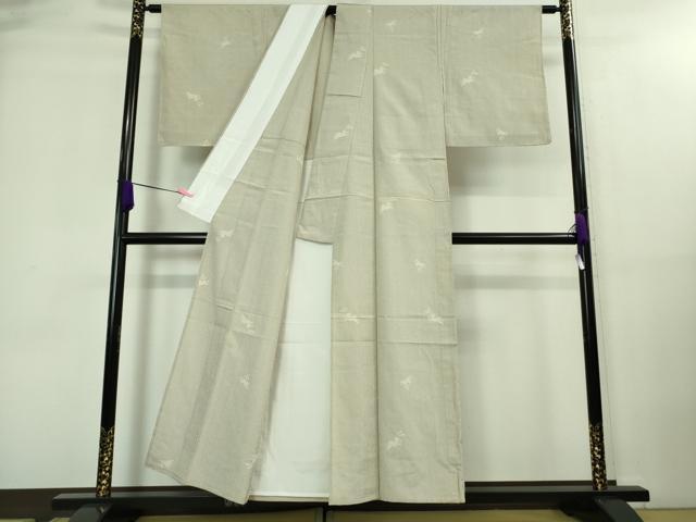 平和屋着物▽極上 本塩沢 単衣 飛兎 うさぎ 縞 逸品 未使用 DZAA7845kh5