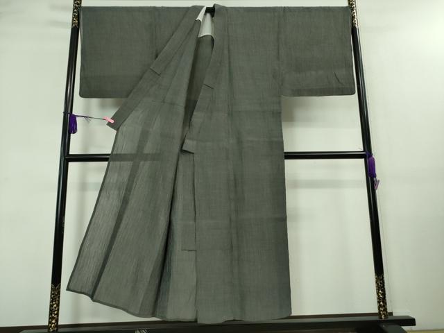 平和屋着物■極上 夏物 男性 本場小千谷ちぢみ キングサイズ 麻 色無地 藍墨茶色 逸品 DZAA7872kh5