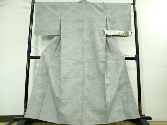 平和屋着物▽極上 結城紬 単衣 80亀甲 風景草花文 いしげ結城紬謹製 証紙付き 逸品 未使用 DZAA7919kh5