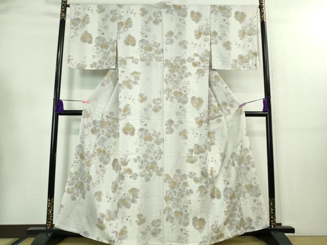 平和屋着物▽極上 小紋 単衣 お召地 南天蔦の葉 金彩 逸品 未使用 DZAA7941kh5