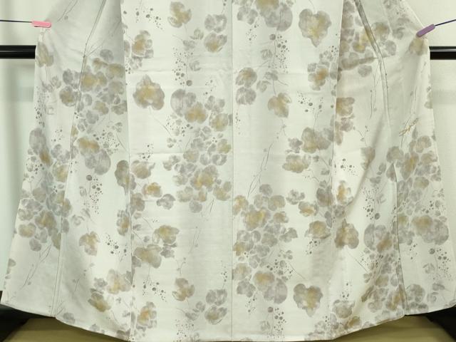 平和屋着物▽極上 小紋 単衣 お召地 南天蔦の葉 金彩 逸品 未使用 DZAA7941kh5