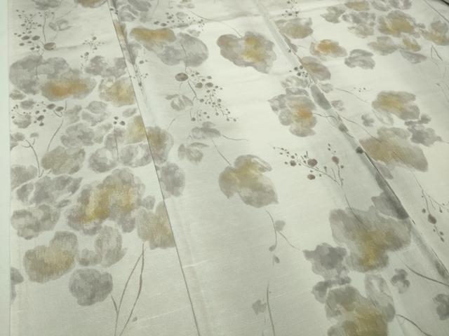 平和屋着物▽極上 小紋 単衣 お召地 南天蔦の葉 金彩 逸品 未使用 DZAA7941kh5