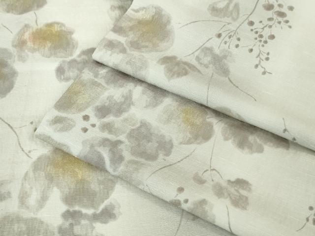 平和屋着物▽極上 小紋 単衣 お召地 南天蔦の葉 金彩 逸品 未使用 DZAA7941kh5