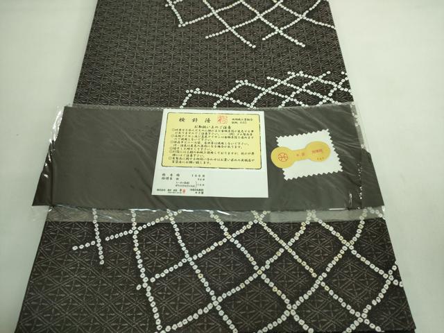 平和屋着物●極上 西陣の名門 加納幸謹製 六通柄袋帯 花 黒地 証紙・反端付き 逸品 DZAA7952kh5