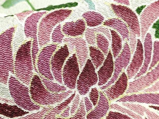 平和屋本店■超希少 東京友禅 久呂田明功 九寸名古屋帯 乱菊 灰色地 金彩 鬼しぼ縮緬 逸品 DZAA7958kh5