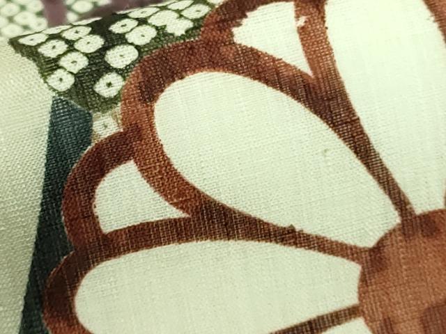 平和屋本店*極上 夏物 摺型友禅 京都 多ち花 九寸名古屋帯 生紬地 菊 逸品 未使用 DZAA8011kh5
