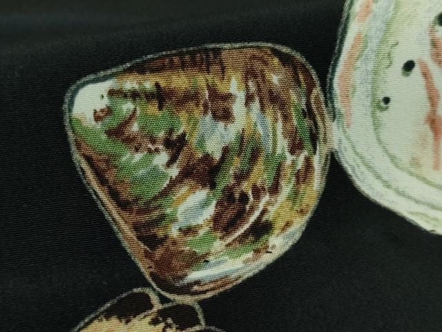 平和屋着物■上質な長襦袢 無双仕立て 伊勢海老 車海老 貝 黒地 逸品 DZAA8034kh5