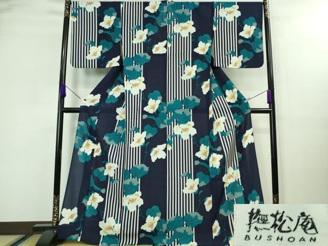 平和屋着物∴極上 夏物 撫松庵 小紋・浴衣兼用 セオアルファ 蔦の葉華文 洗える着物 逸品 DZAA8063kh5
