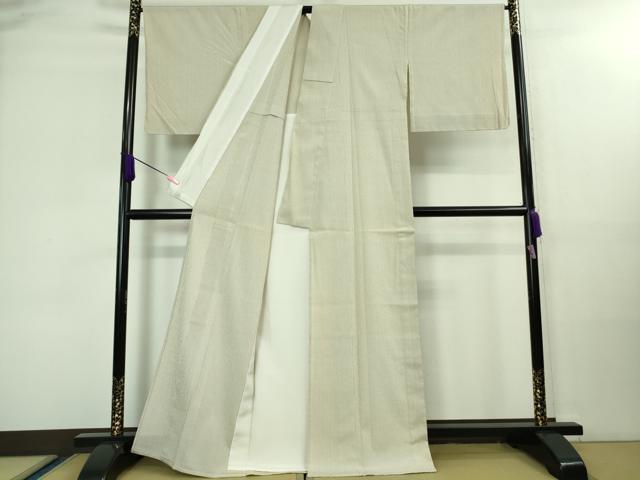 平和屋本店■極上 伝統工芸品 置賜紬 単衣 鬼雛お召 白たか織 桜梅 証紙付き 逸品 未使用 DZAA8091kh5