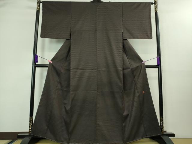平和屋本店■極上 伝統工芸士 曽根武勇 お召 菱文 黒紅色地 逸品 未使用 DZAA8094kh5