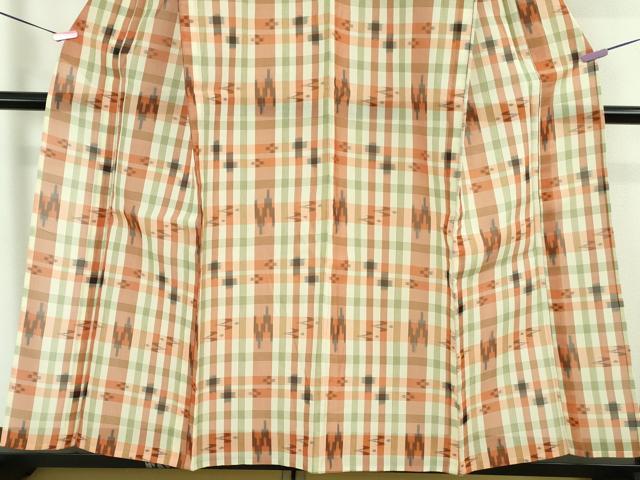 平和屋着物■極上 夏物 本場琉球絣 夏琉球 格子 逸品 DZAA8102kh5