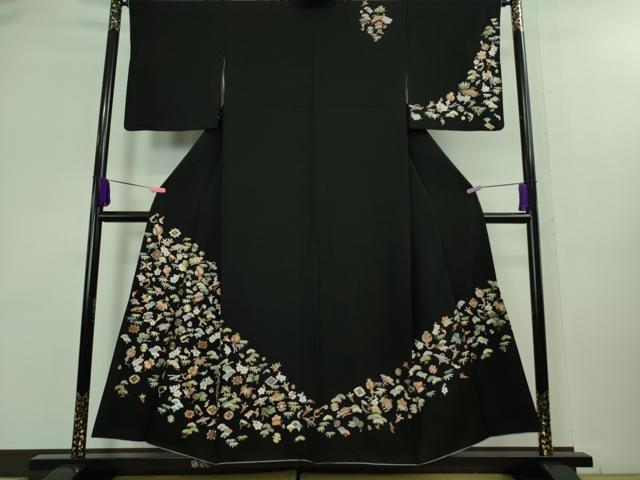 平和屋本店■極上 訪問着 総刺繍 宝尽くし 松竹梅 黒地 金糸 逸品 DZAA8122kh5
