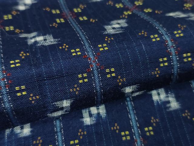 平和屋本店■極上 本場琉球紬 花織 三越扱い 反端付き 逸品 未使用 DZAA8125kh5