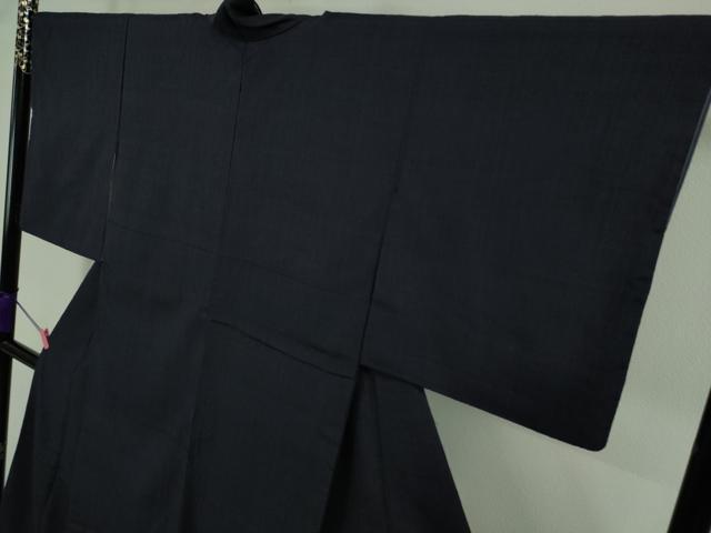 平和屋着物●極上 本場結城紬 重要無形文化財 奥順謹製 色無地 濃藍色 証紙付き 逸品 DZAA8126kh5