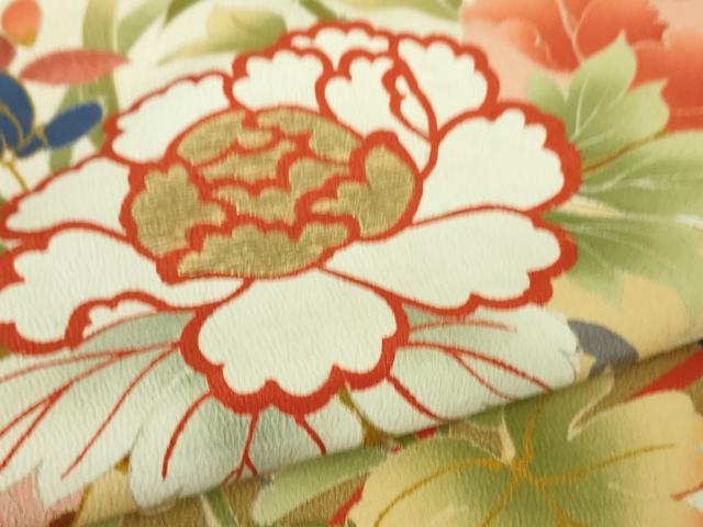平和屋着物■極上 アンティーク 大正ロマン 振袖 駒刺繍 立波吉祥花松文 逸品 DZAA8130kh5