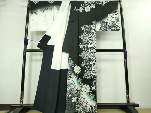 平和屋本店■極上 訪問着 洋花文 暈し染め 銀通し地 逸品 DZAA8159kh5