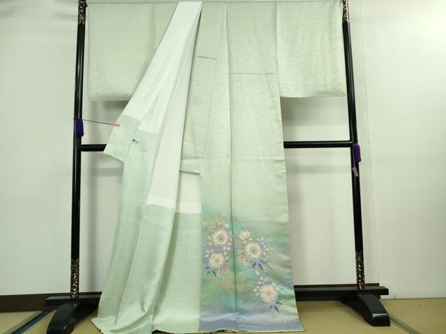 平和屋本店■最高級 二代目 久保田一竹 幻の辻が花 色留訪問着 暈し染め 銀通し地 ロング丈 反端付き 逸品 DZAA8178kh5