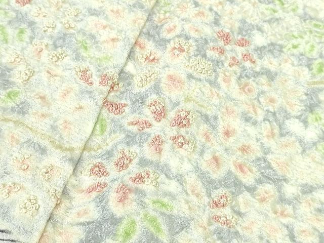 平和屋本店●極上 中国三大刺繍 相良刺繍 訪問着 舞花文 暈し染め 銀通し地 ロング丈 逸品 未使用 DZAB6760kh6