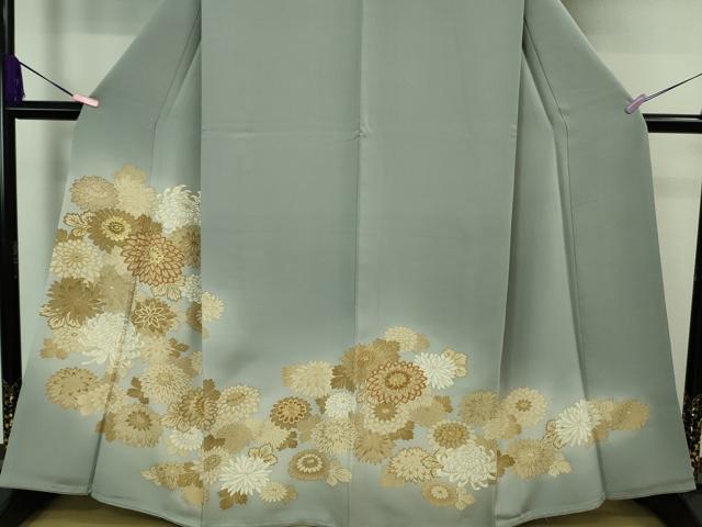 平和屋本店■極上 創業460年・千總 色留袖 駒刺繍 乱菊 スモークブルー色地 暈し染め 金彩 三越扱い 逸品 DZAA8195kh5