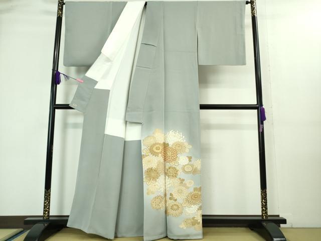 平和屋本店■極上 創業460年・千總 色留袖 駒刺繍 乱菊 スモークブルー色地 暈し染め 金彩 三越扱い 逸品 DZAA8195kh5
