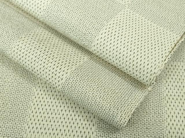 平和屋本店▽極上 本塩沢 単衣 110亀甲 市松文様 ゑり善扱い ロング丈 逸品 未使用 DZAA8198kh5