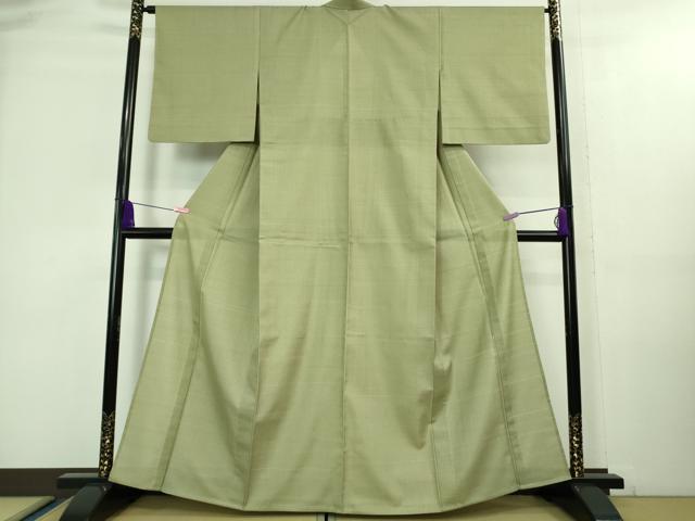 平和屋本店■極上 夏物 銀座もとじ 夏お召 間道 柳茶色地 逸品 DZAA8203kh5